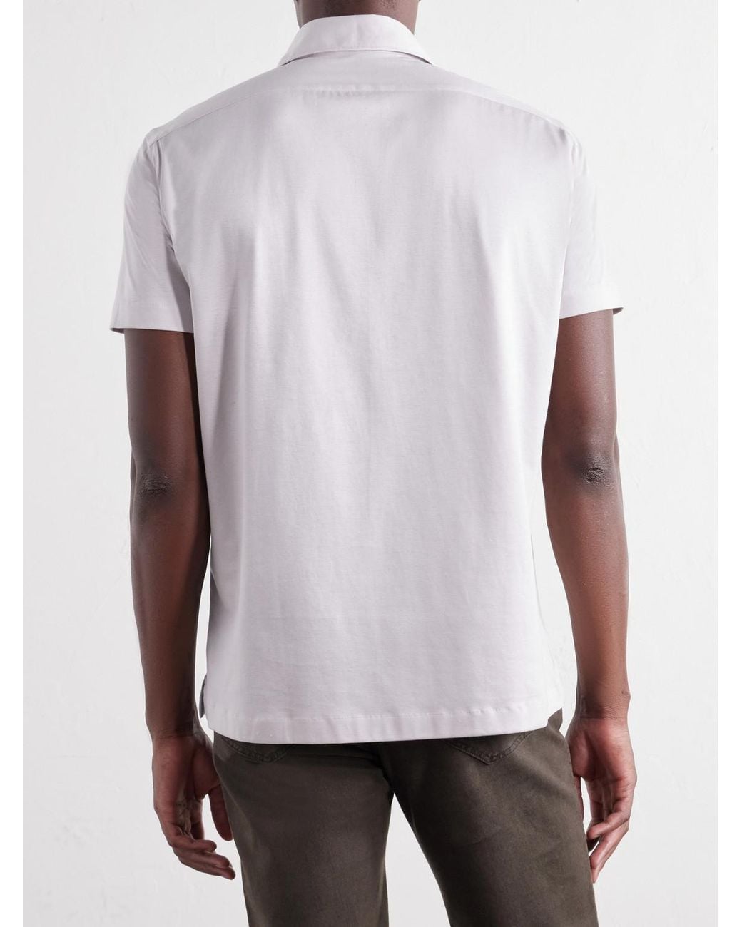 Kiton White Cotton-Jersey Polo Shirt for men