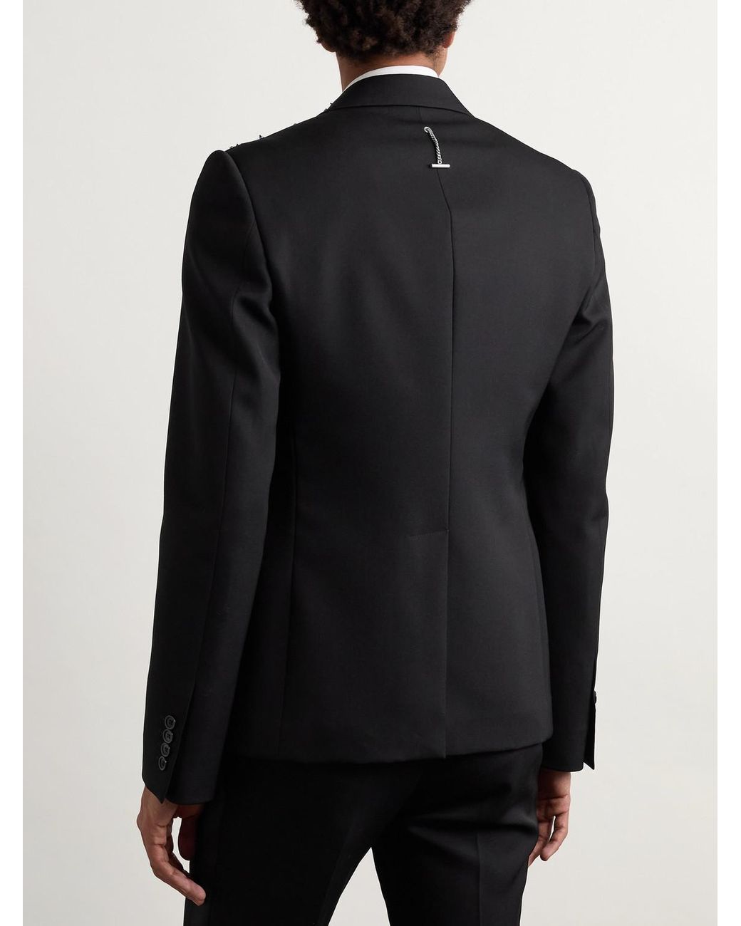 McQueen Black Slim-Fit Crystal-Embellished Wool Blazer for men