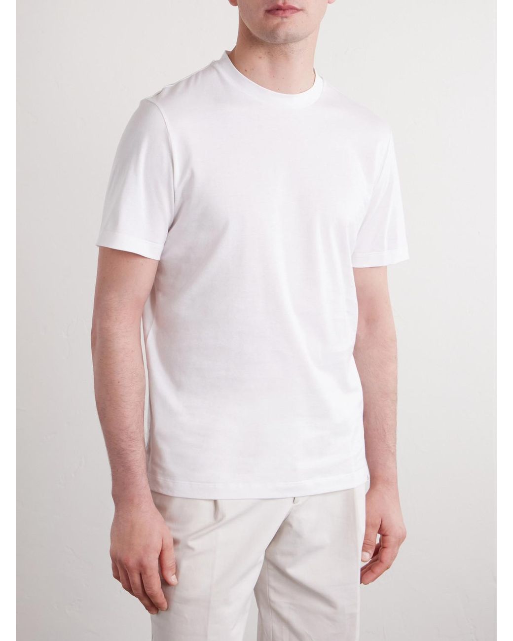 Brioni White Cotton-Jersey T-Shirt for men