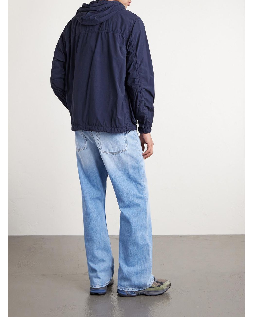 Stone Island Blue Hooded Brushed Recycled-Nylon Parka for men