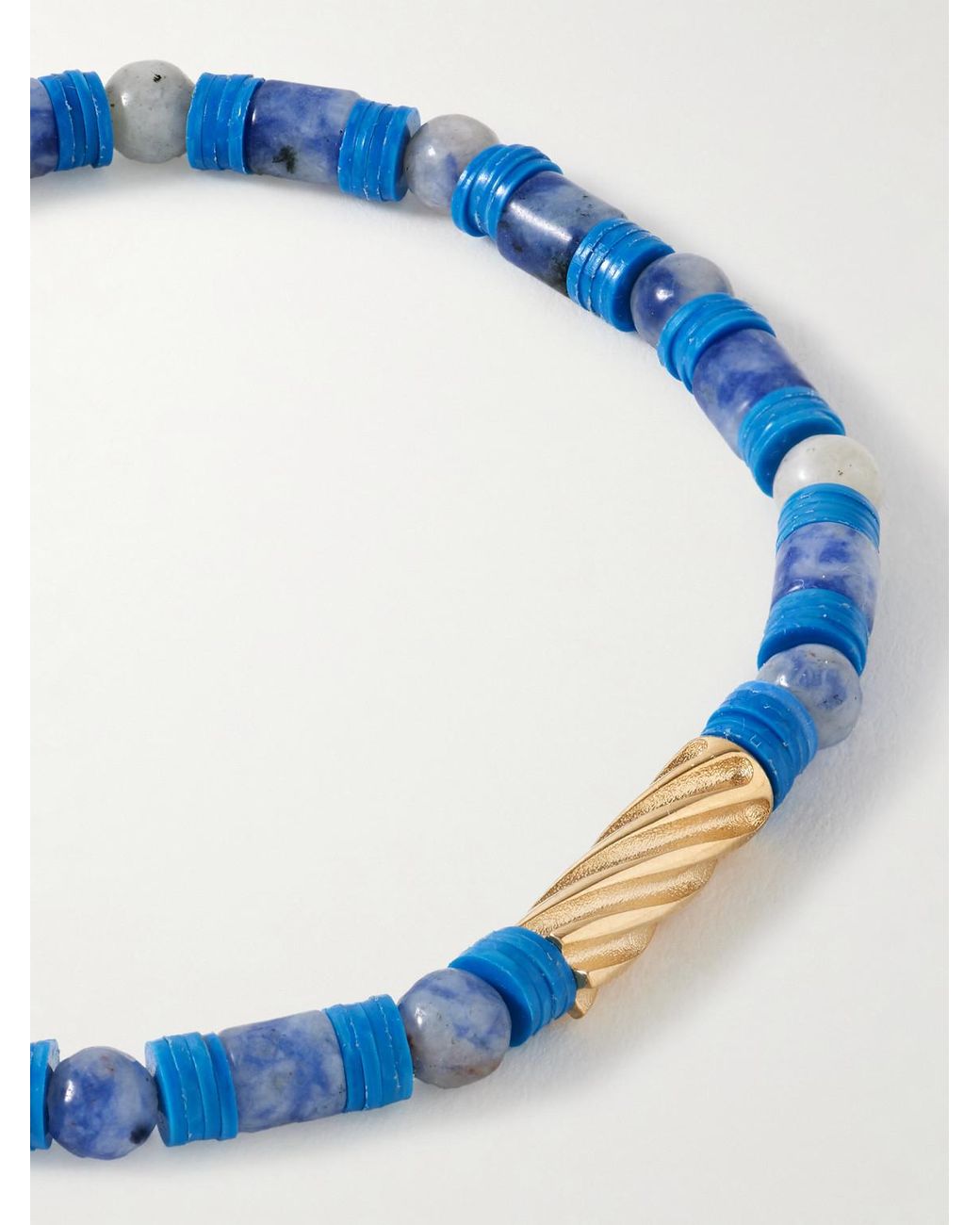 Luis Morais Blue 14-Karat Sodalite Beaded Bracelet for men