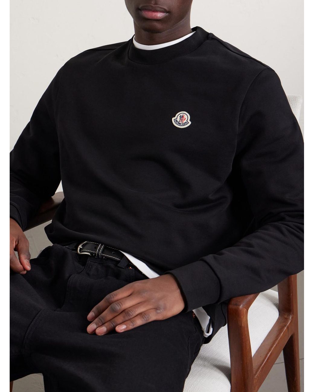 Moncler Blue Logo-Appliquéd Cotton-Jersey Sweatshirt for men