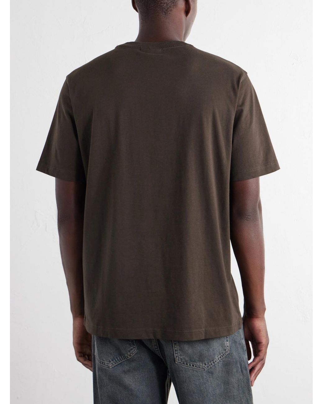 NN07 Brown Adam 3209 Logo-Embroidered Pima Cotton-Jersey T-Shirt for men