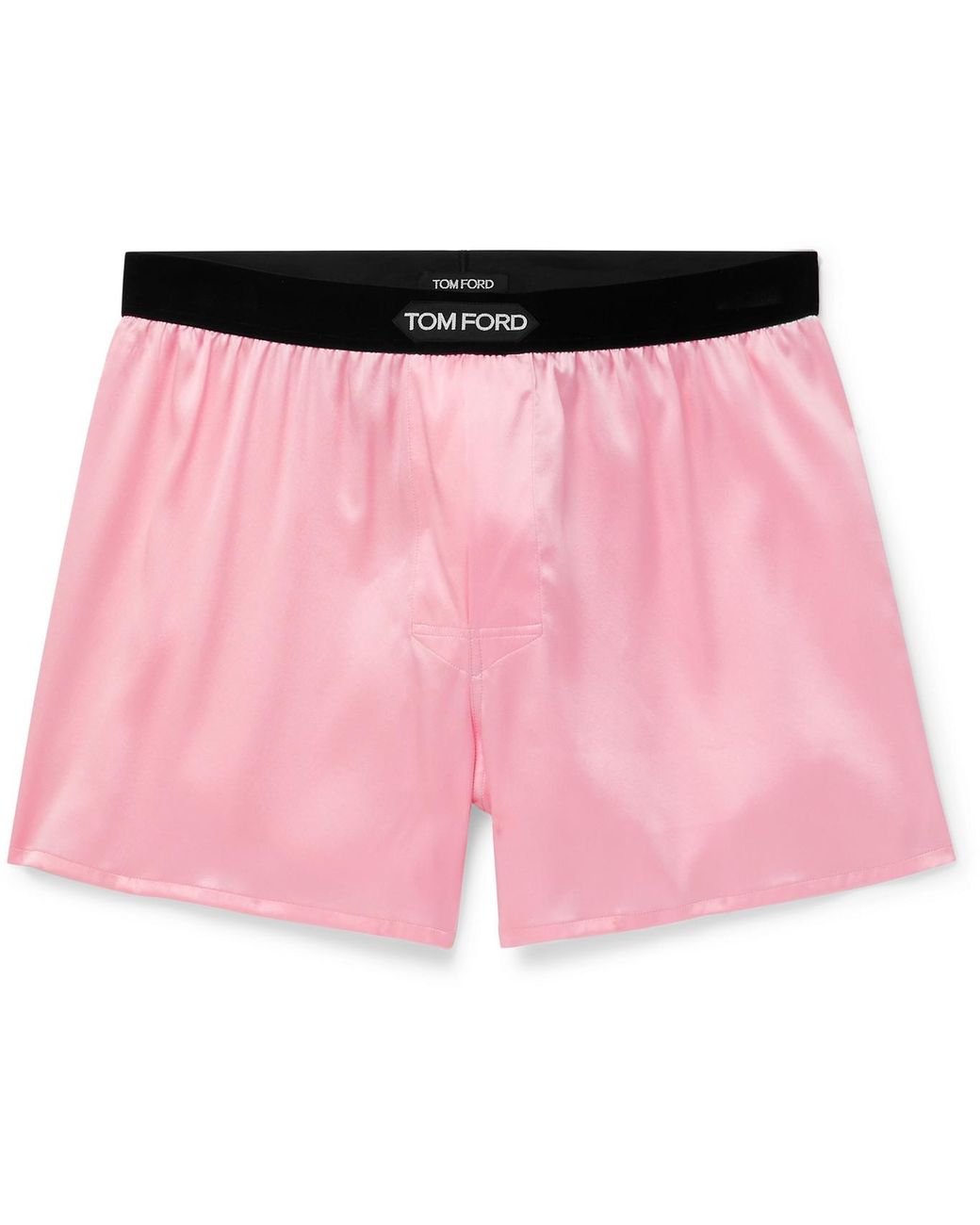 Tom Ford Velvet-trimmed Stretch-silk Satin Boxer Shorts in Pink for Men ...
