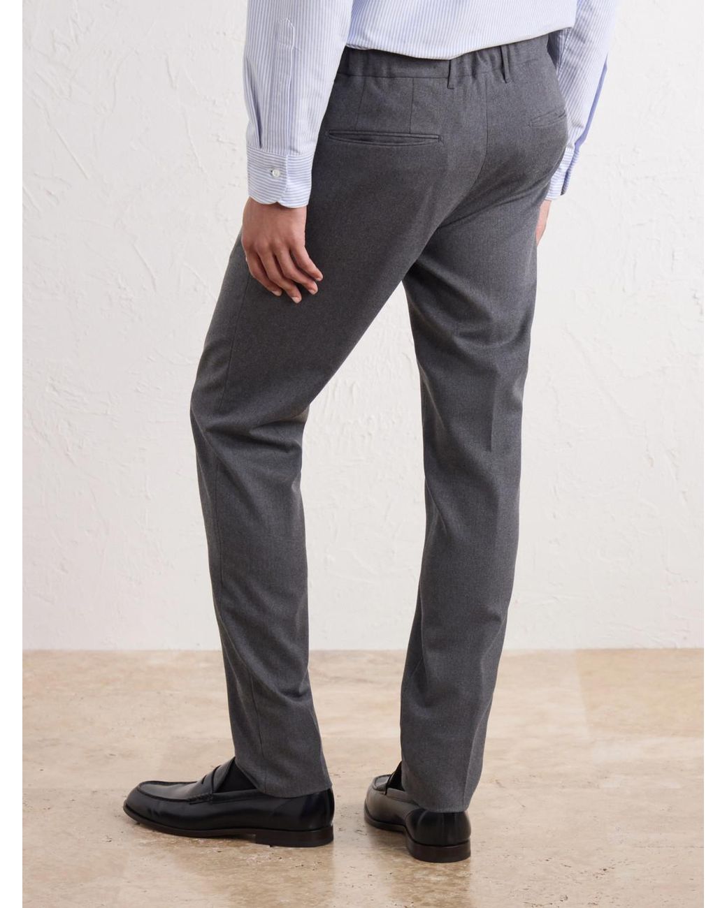 Slowear Gray Straight-Leg Wool-Blend Tekno Flannel Trousers for men