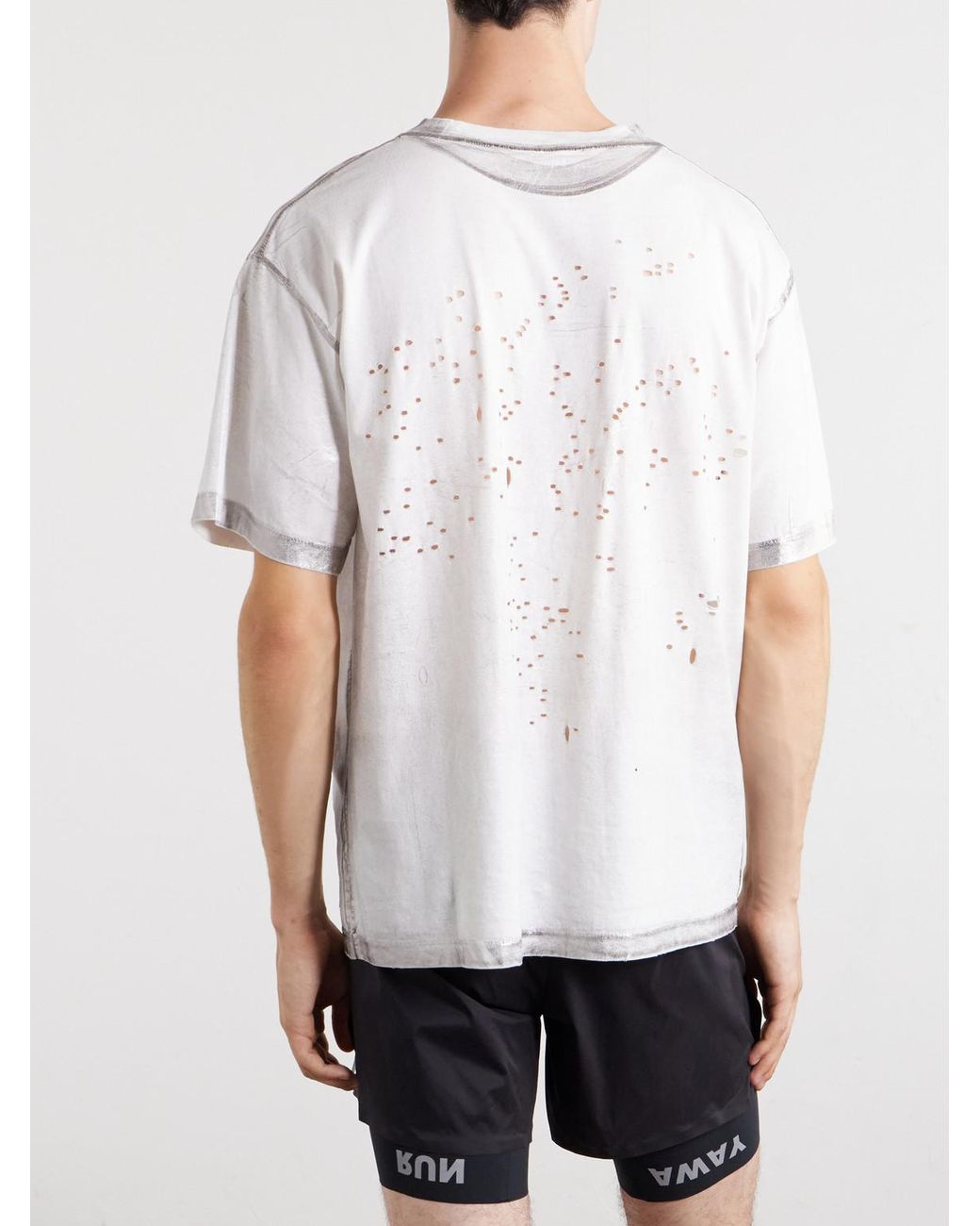 Satisfy White Logo-Print Distressed Mothtech Cotton-Jersey T-Shirt for men