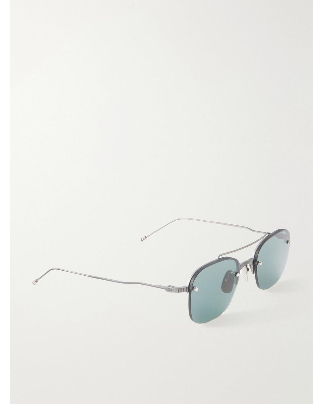 Thom Browne Blue Aviator-Style-Pleated Titanium Sunglasses for men