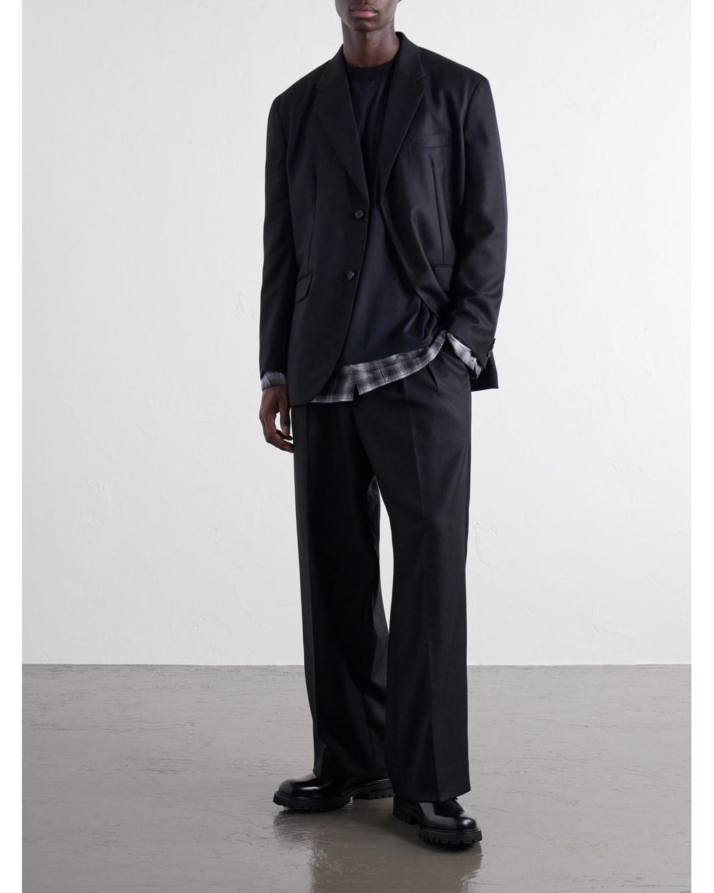 Comme des Garçons Blue Checked Layered Cotton T-Shirt for men