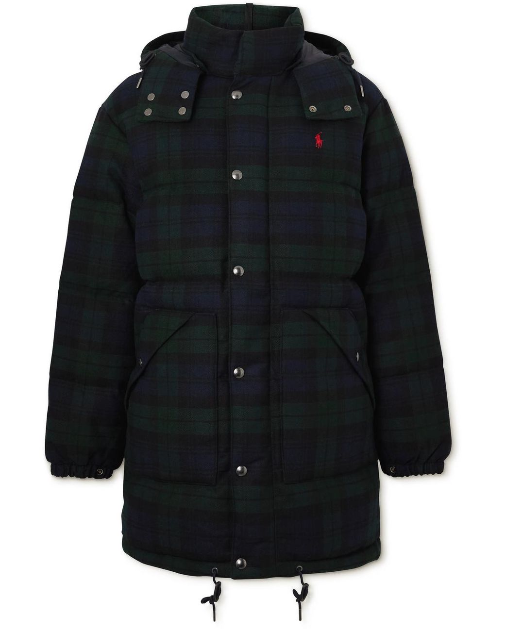 Polo Ralph Lauren Quilted Checked Wool-blend Hooded Down Jacket in Black  for Men | Lyst
