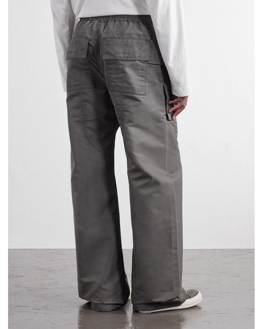 Rick Owens Gray Creatch Wide-Leg Shell Drawstring Cargo Trousers for men