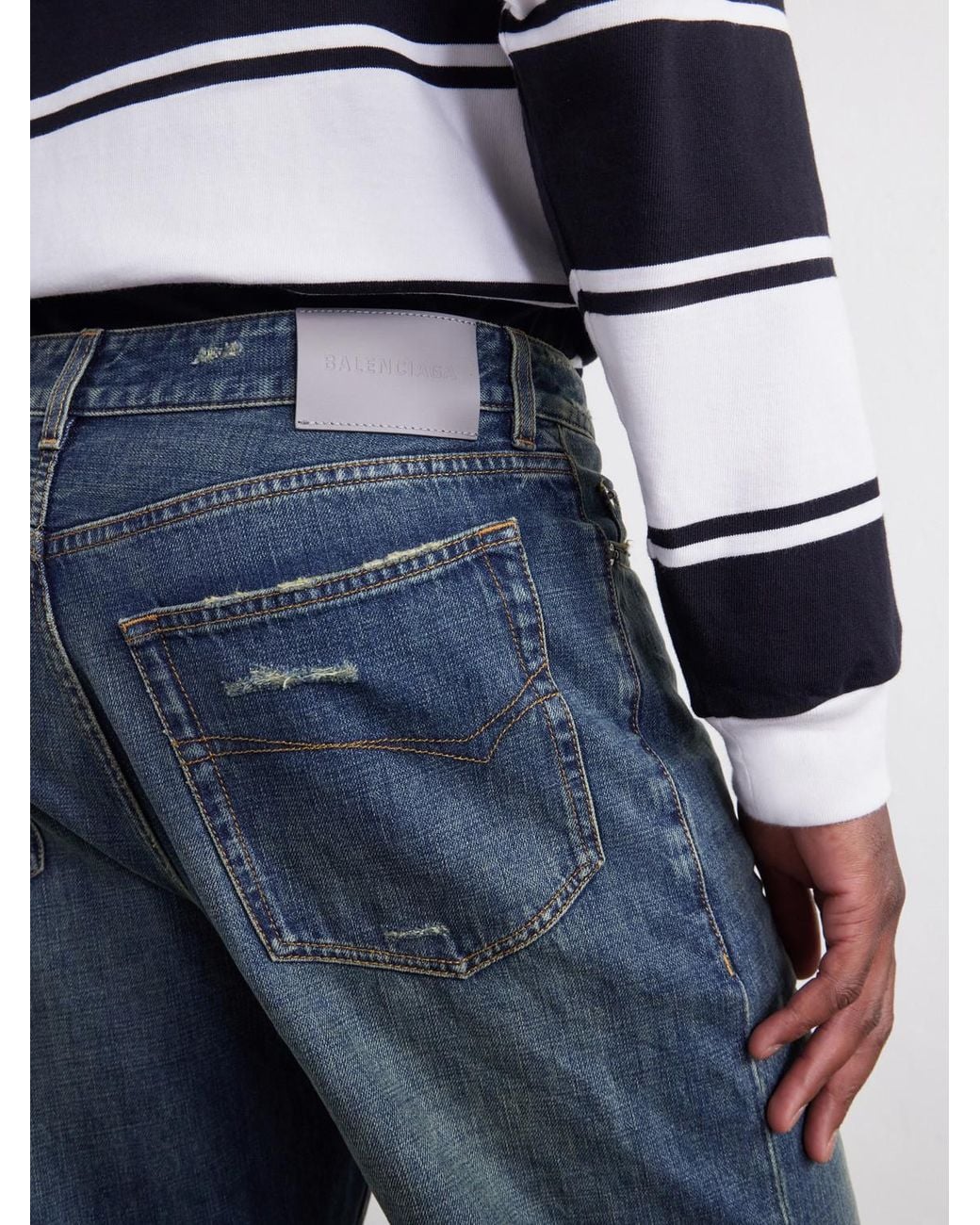 Balenciaga Blue Straight-leg Distressed Jeans for men
