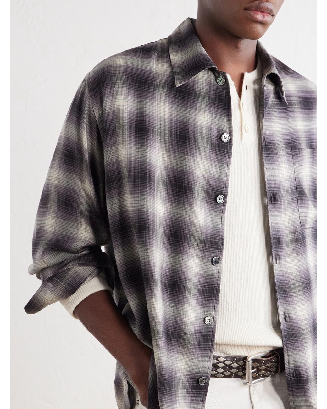 Our Legacy Gray Every Checked Tencel Twill Shirt for men
