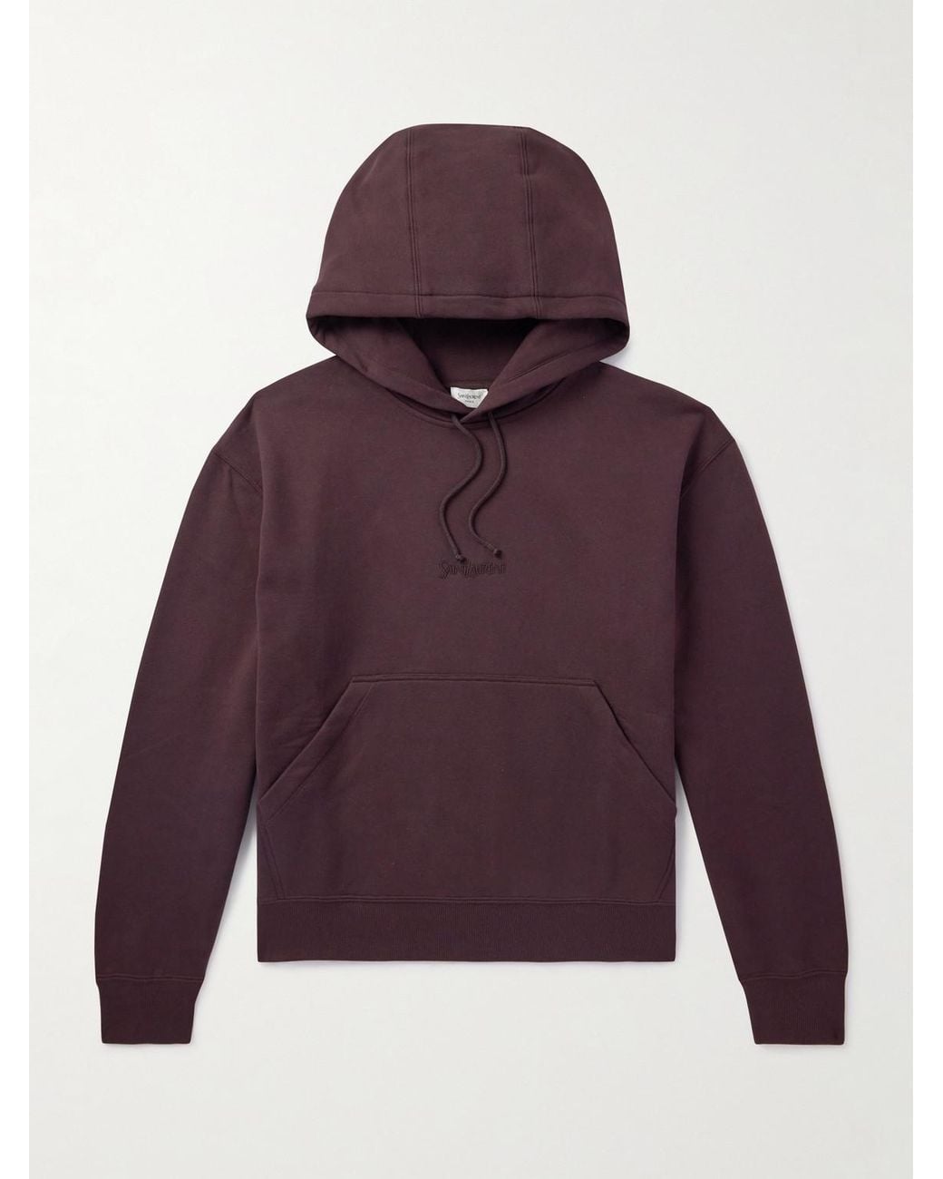 Saint Laurent Purple Logo-embroidered Cotton-jersey Hoodie for men