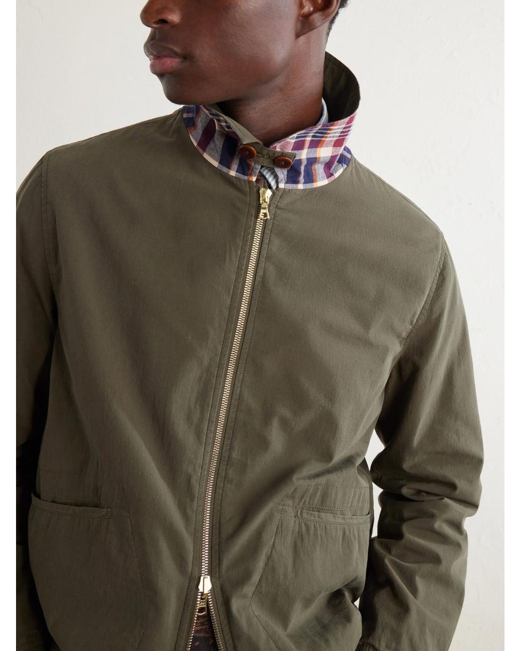Drake's Green Cotton-Twill Blouson Jacket for men