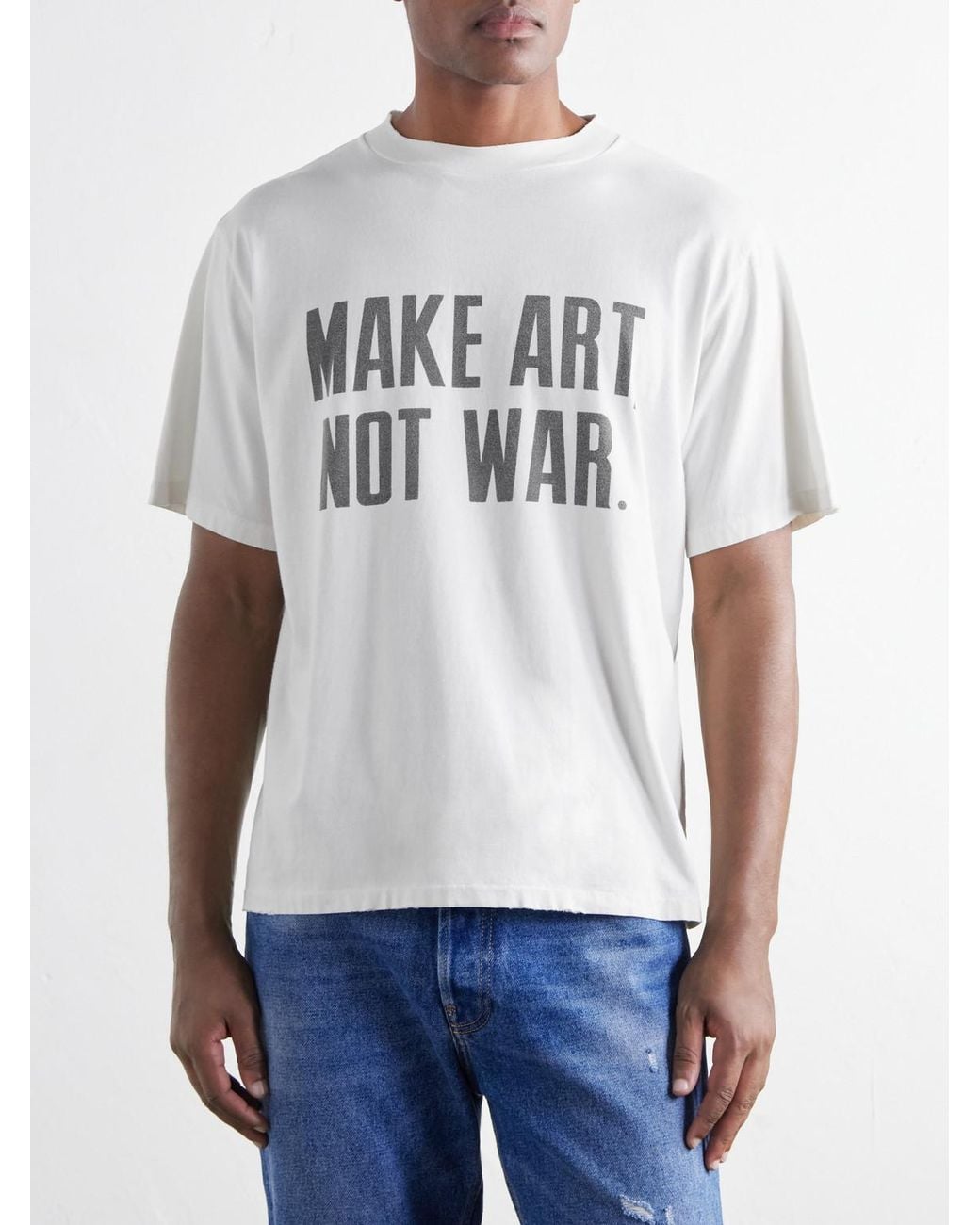 Remi Relief White Make Art, Not War Printed Cotton-Jersey T-Shirt for men