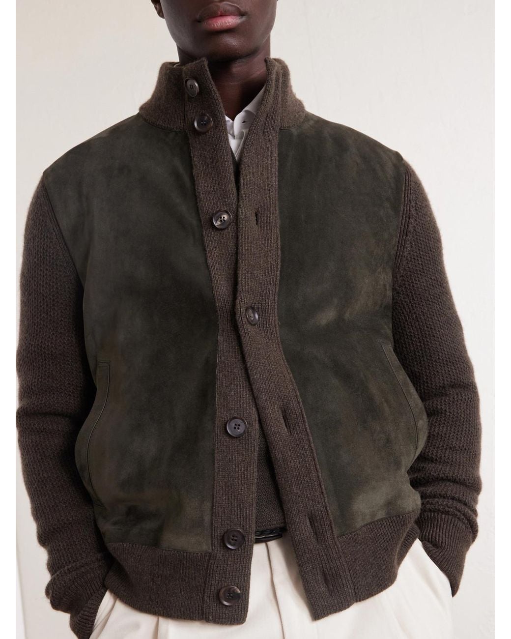 Zegna Black Oasi Cashmere And Suede Blouson Jacket for men