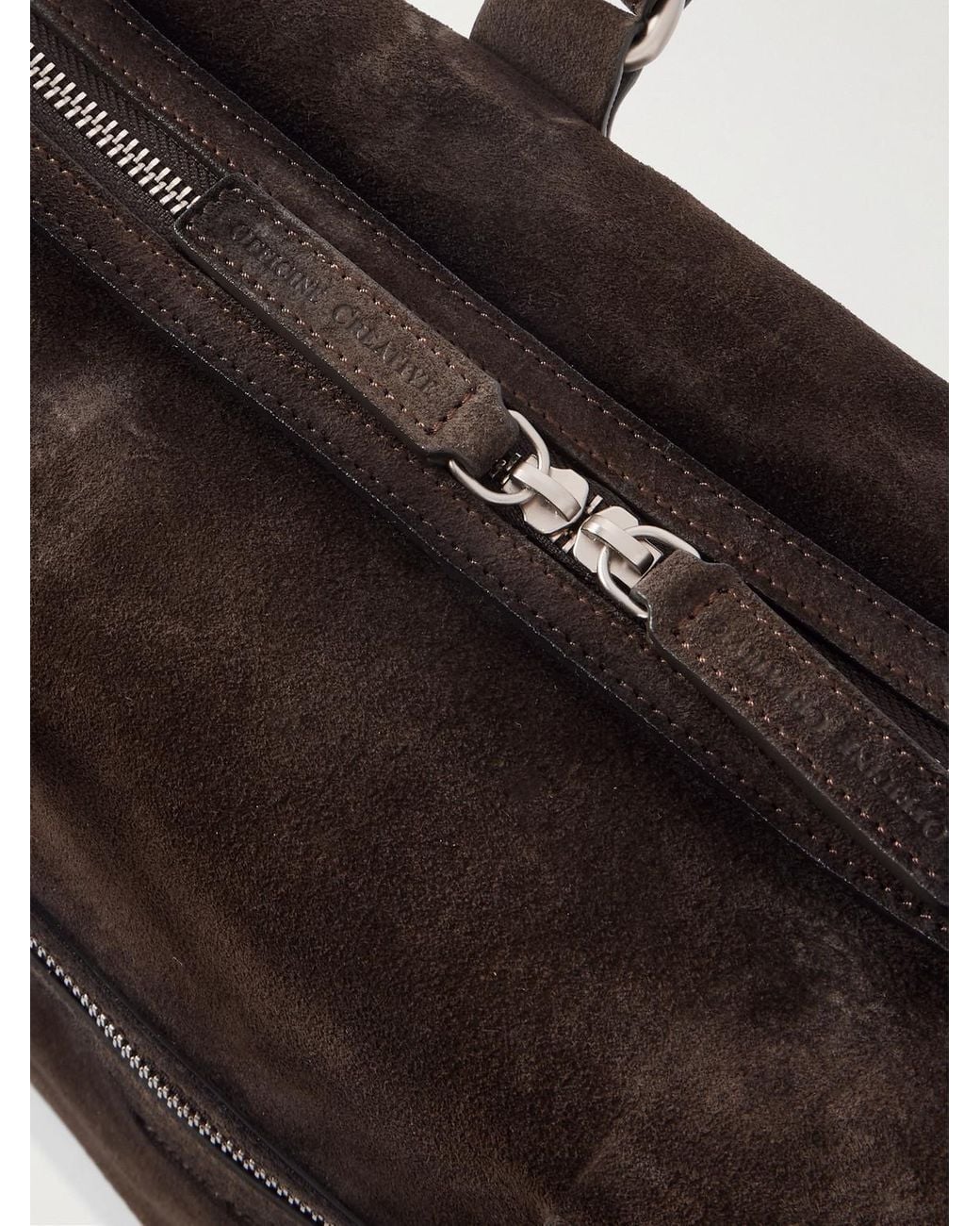 Officine Creative Black Jules 003 Airbrushed Suede Briefcase for men