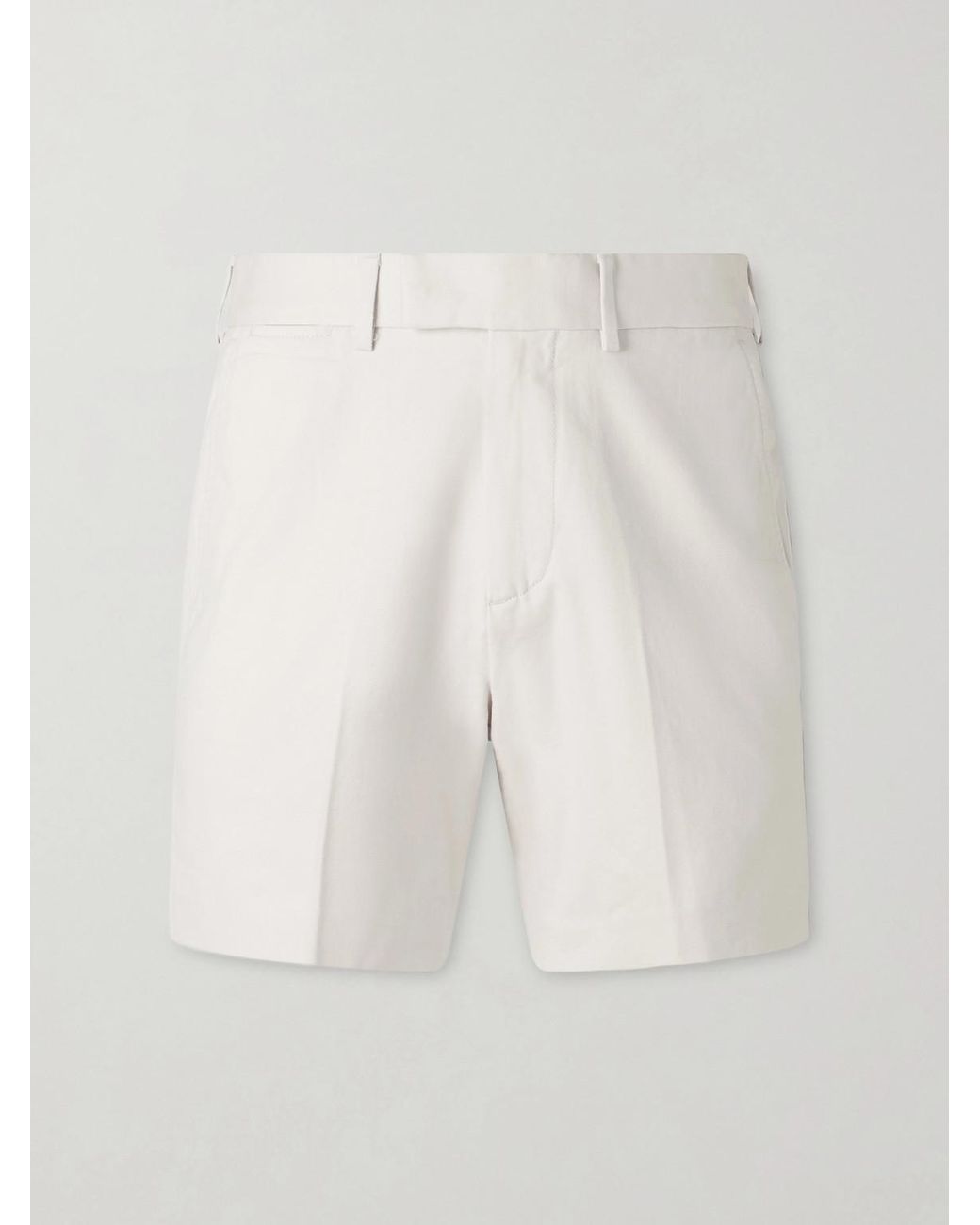 Tom Ford White Straight-leg Brushed Cotton-drill Shorts for men