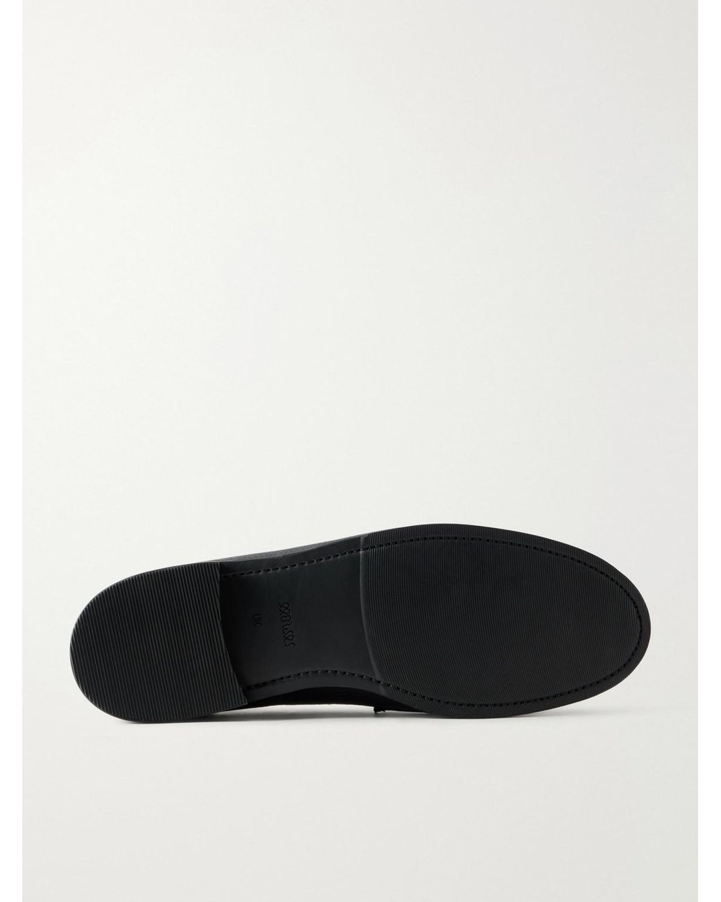 Morjas Black The Ivy Grained Leather Penny Loafers for men
