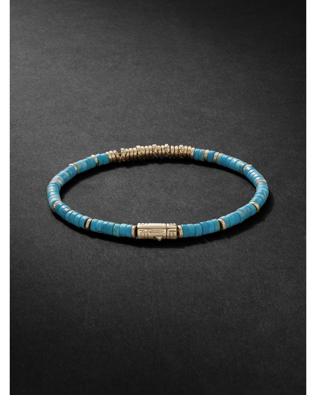 John Hardy Black Gold Turquoise Heishi Beaded Bracelet for men