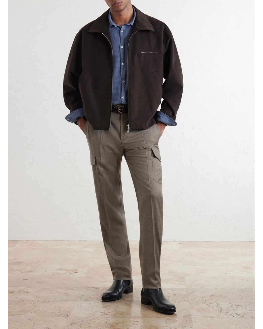 Slowear Gray Incotex Tapered Wool-Blend Flannel Trousers for men