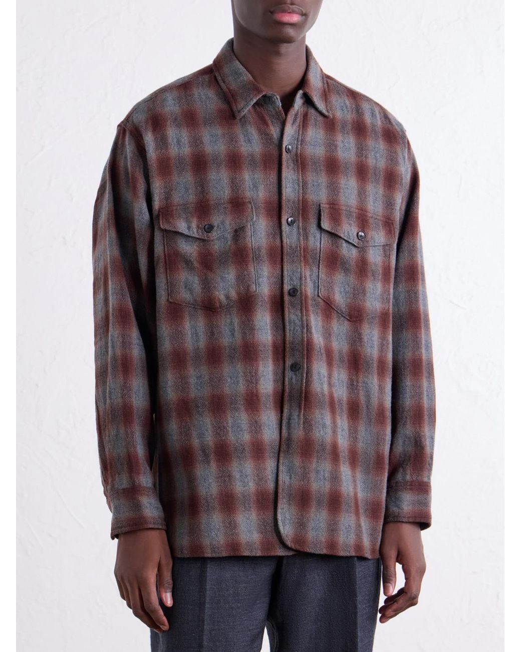 Kaptain Sunshine Brown Checked Wool And Alpaca-Blend Shirt for men