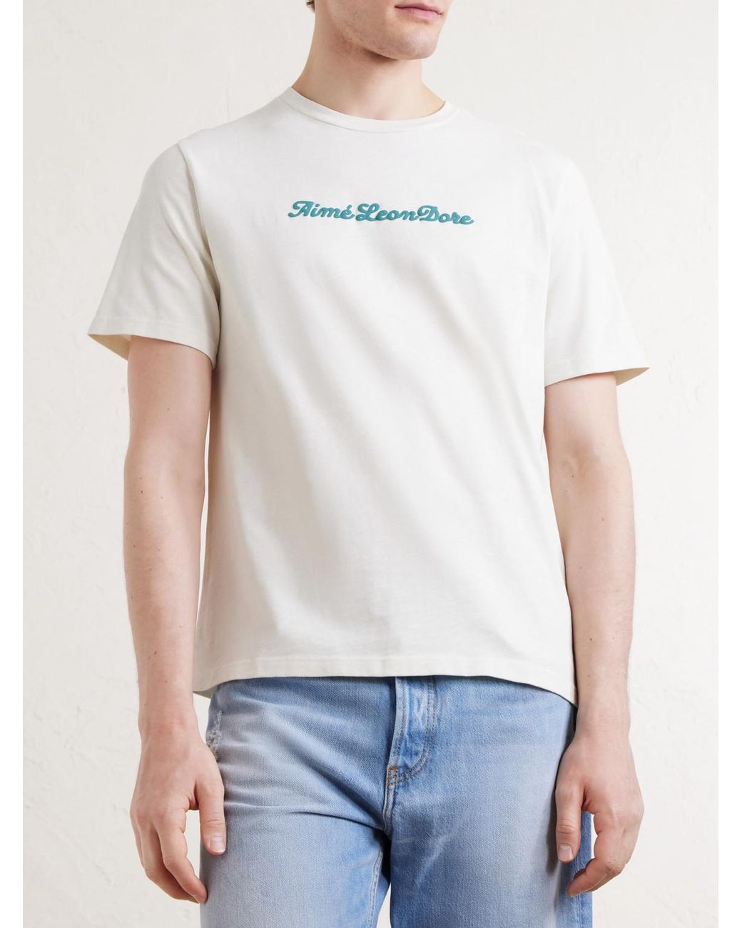 Aimé Leon Dore Natural Logo-Print Cotton-Jersey T-Shirt for men