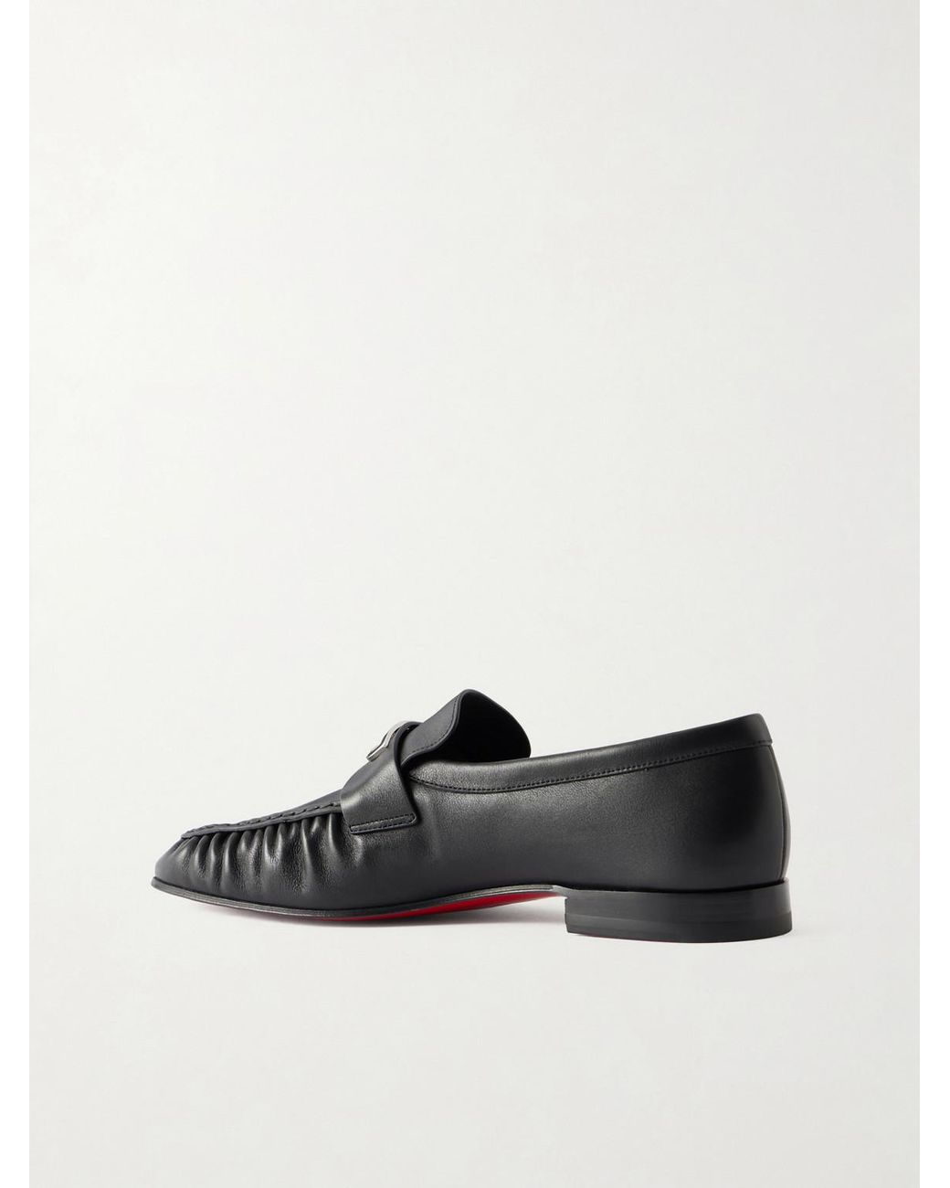 Christian Louboutin Black Mocallista Embellished Leather Loafers for men