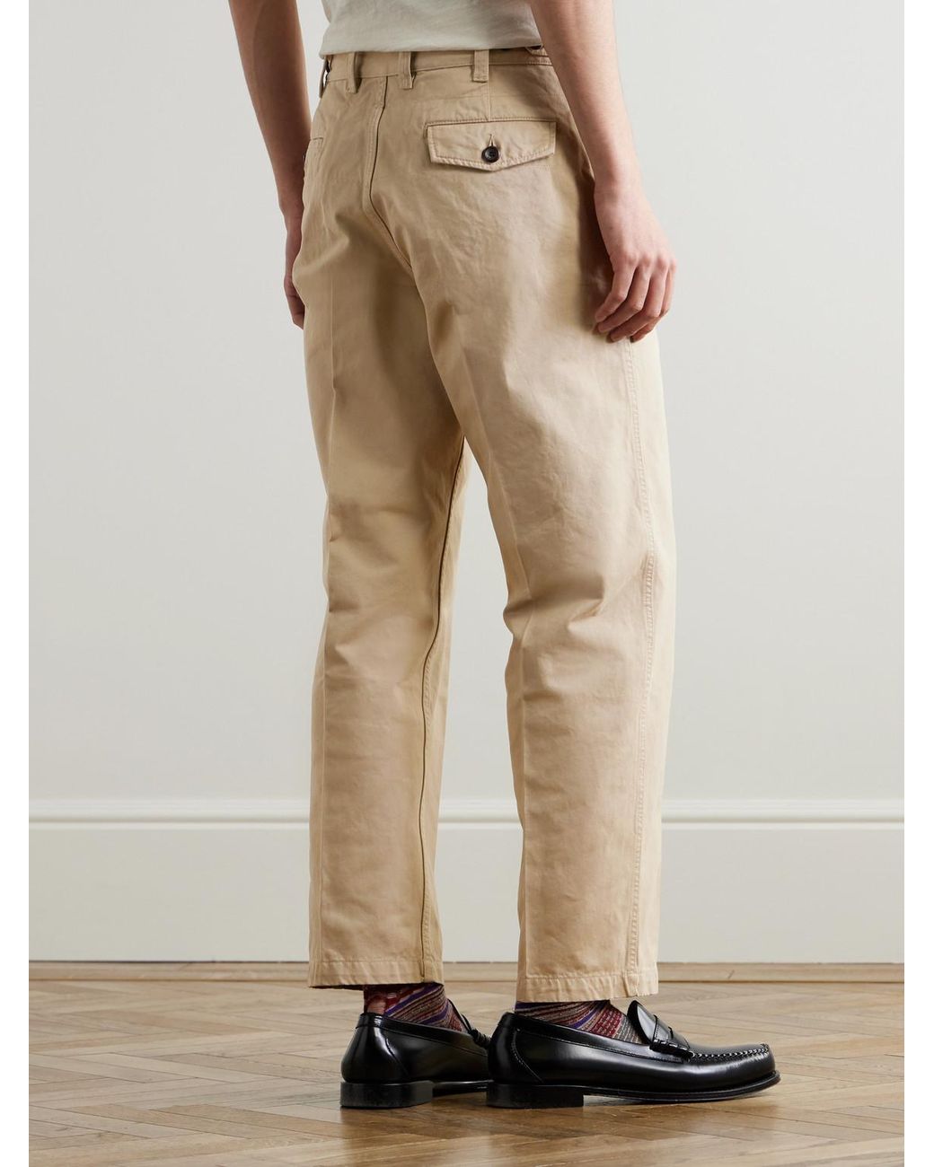 Drake's Natural Straight-Leg Peached Cotton-Twill Trousers for men