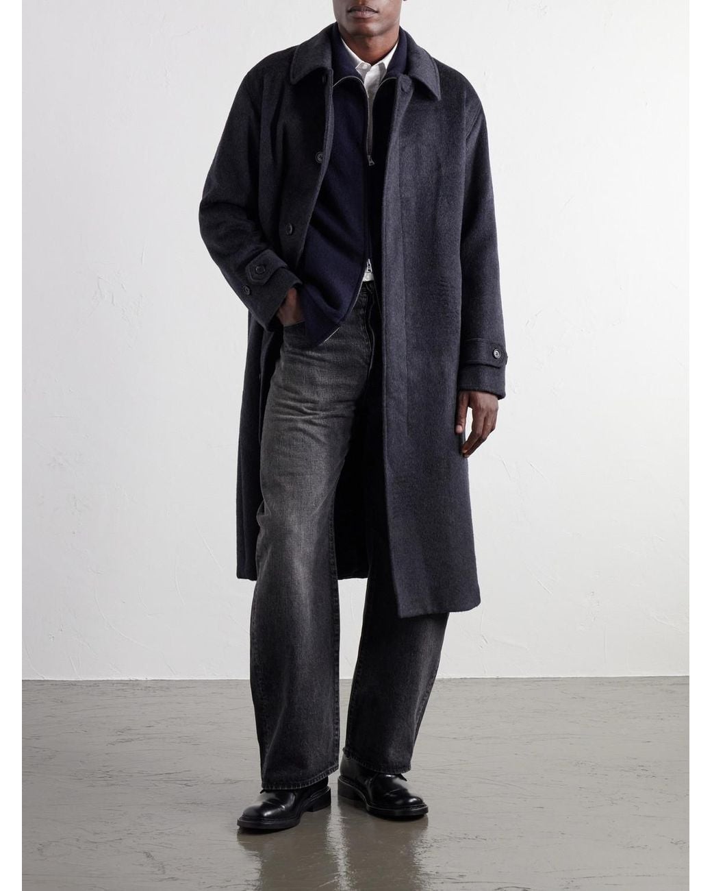 NN07 Blue Gibson 80040 Brushed Wool-Blend Flannel Coat for men