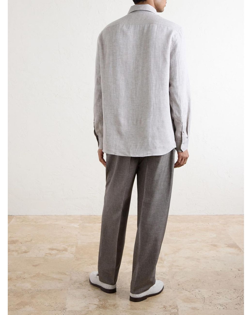 Brunello Cucinelli White Hemp, Linen And Cotton-Blend Shirt for men