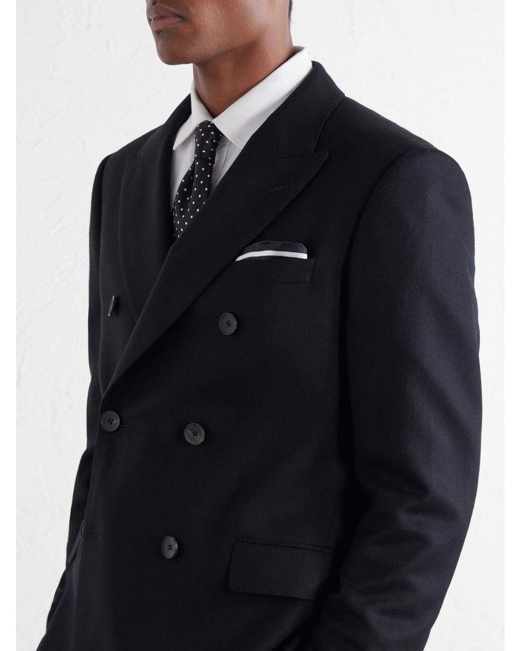 Mr P. Blue Slim-fit Double-breasted Satin-trimmed Wool-flannel Blazer for men