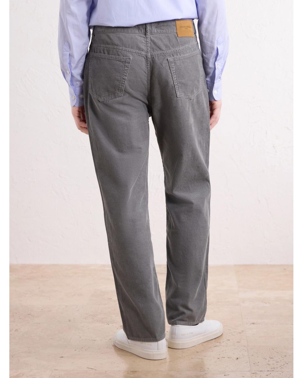 Officine Generale Gray Straight-Leg Cotton-Corduroy Trousers for men