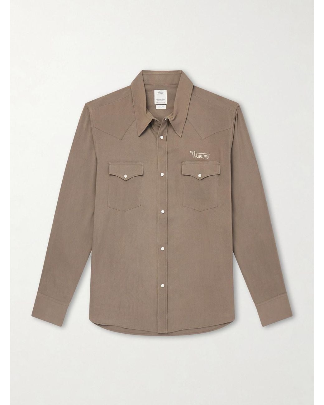Visvim Natural Four Corners Logo-Embroidered Canvas Western Shirt for men