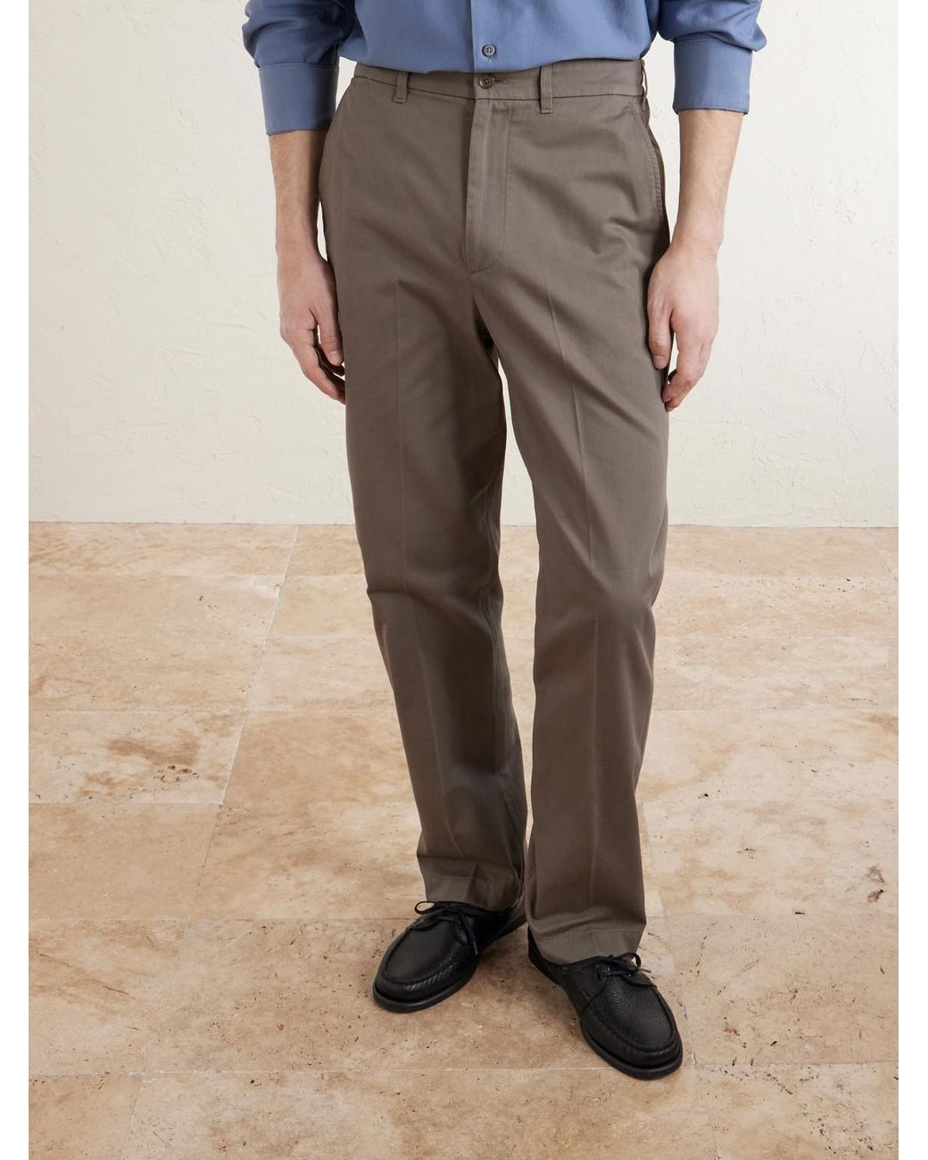 Dunhill Gray Straight-Leg Cotton-Twill Chinos for men