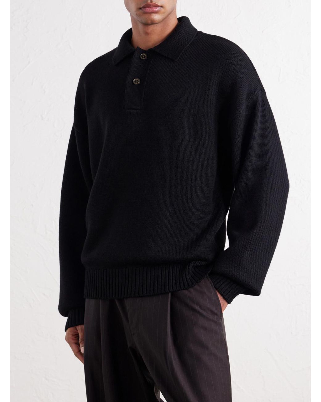 Aimé Leon Dore Blue Merino Wool Polo Sweater for men