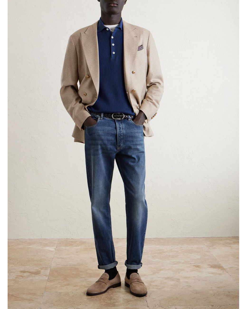 Brunello Cucinelli Blue Iconic Slim-Fit Stretch Jeans for men