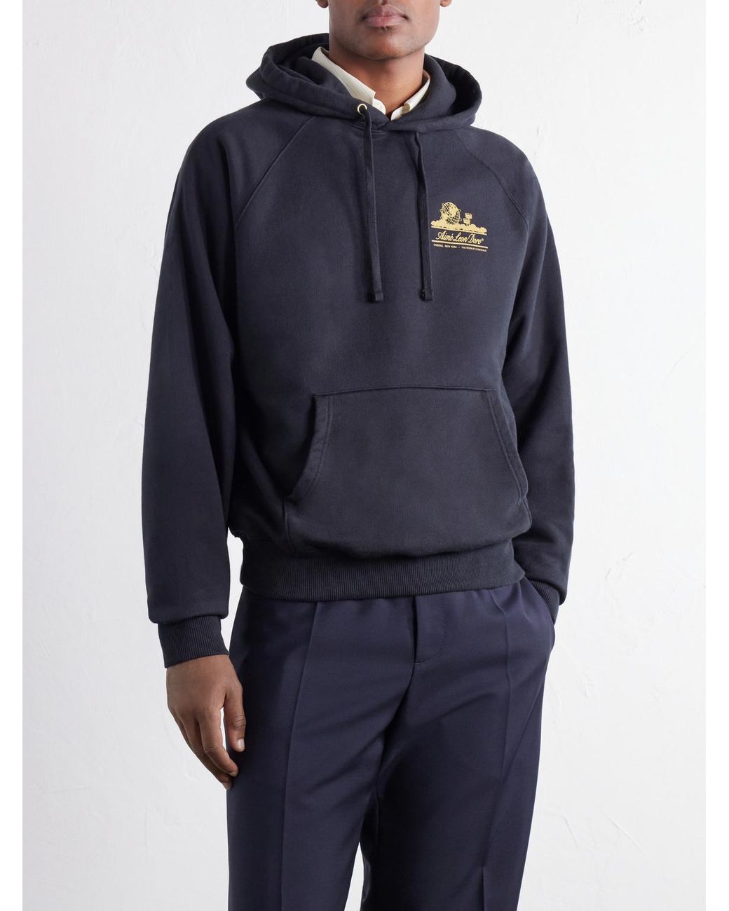 Aimé Leon Dore Blue Unisphere Logo-Print Cotton-Jersey Hoodie for men