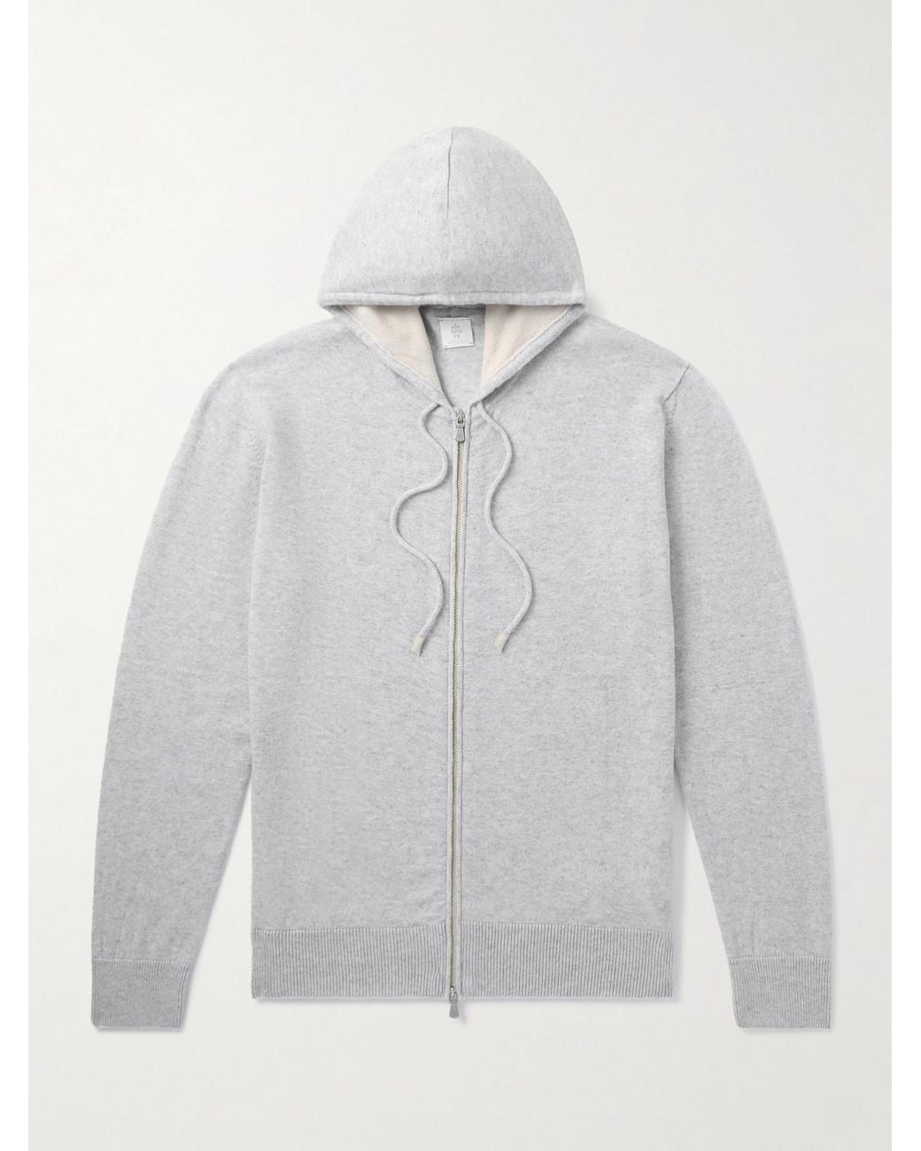 Eleventy Gray Cashmere Zip-Up Hoodie for men