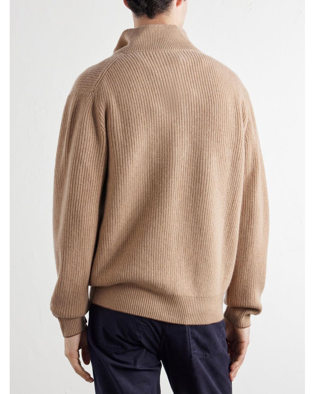 Canali Natural Wool And Cashmere-Blend Zip-Up Sweater for men