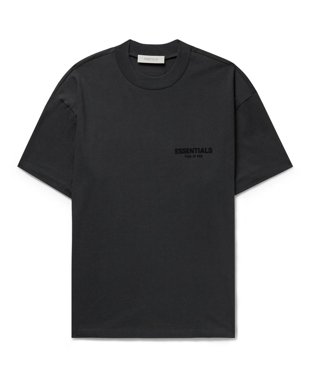 Fear of God ESSENTIALS Logoflocked Cottonjersey Tshirt in Black for
