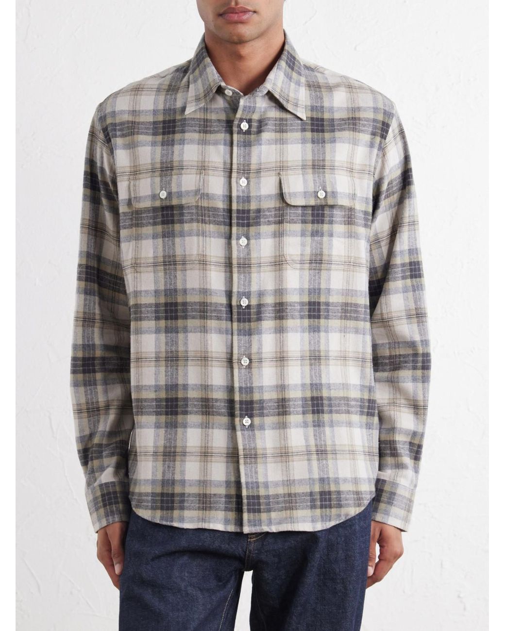 De Bonne Facture White Checked Cotton Shirt for men