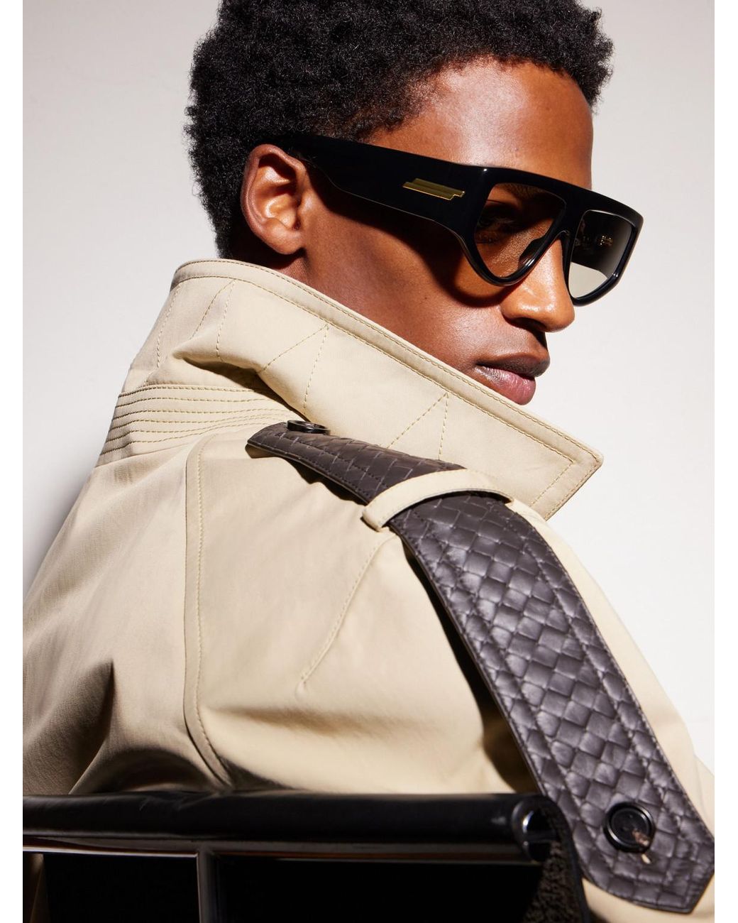 Bottega Veneta Black Ribbon Mask D-frame Recycled-acetate Sunglasses for men