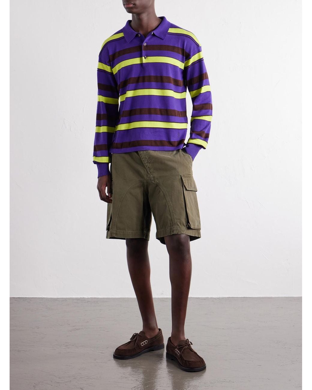 J.W. Anderson Blue Rugby Striped Cotton-Blend Polo Shirt for men