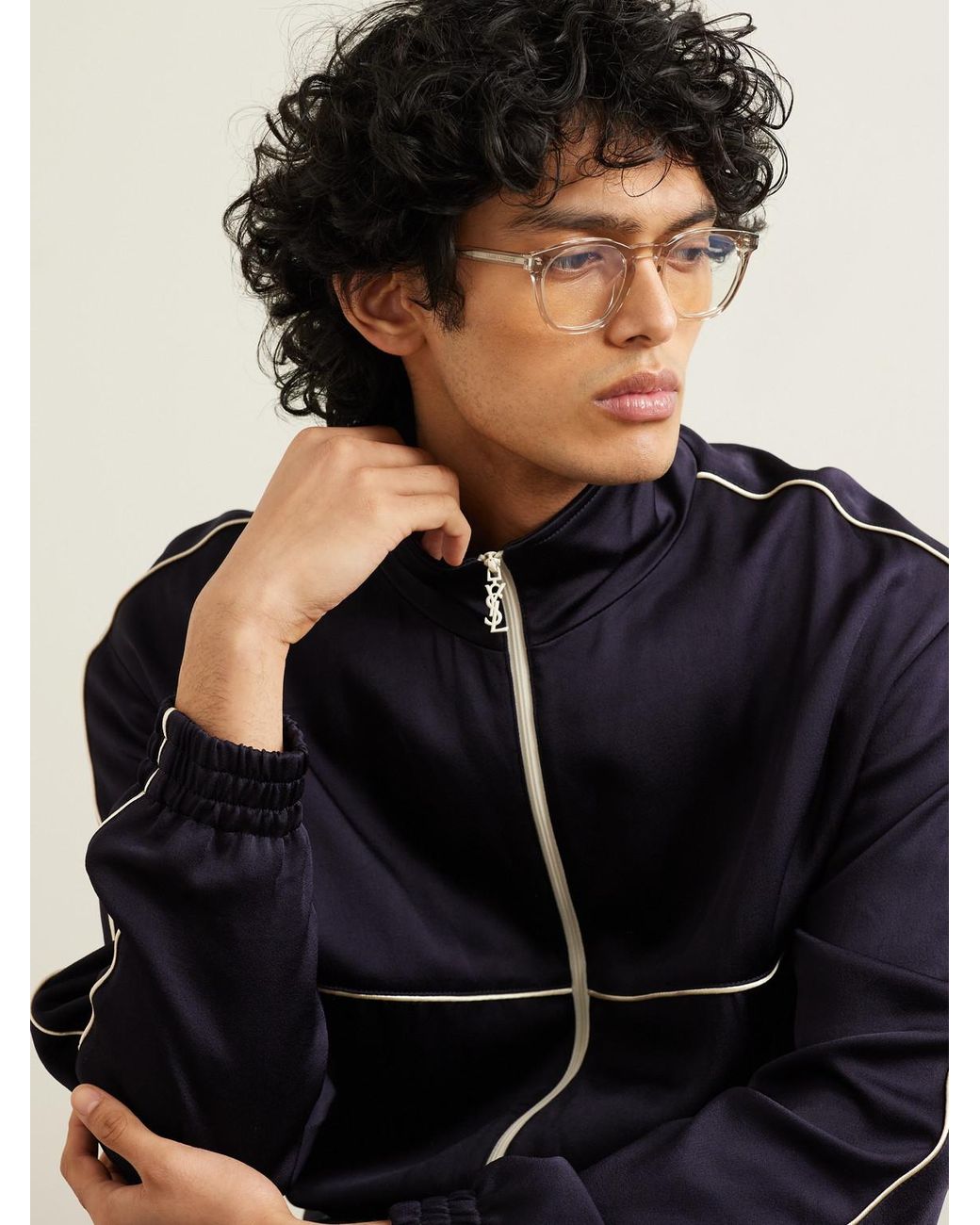 Saint Laurent Natural Round-Frame Recycled-Acetate Optical Lenses for men