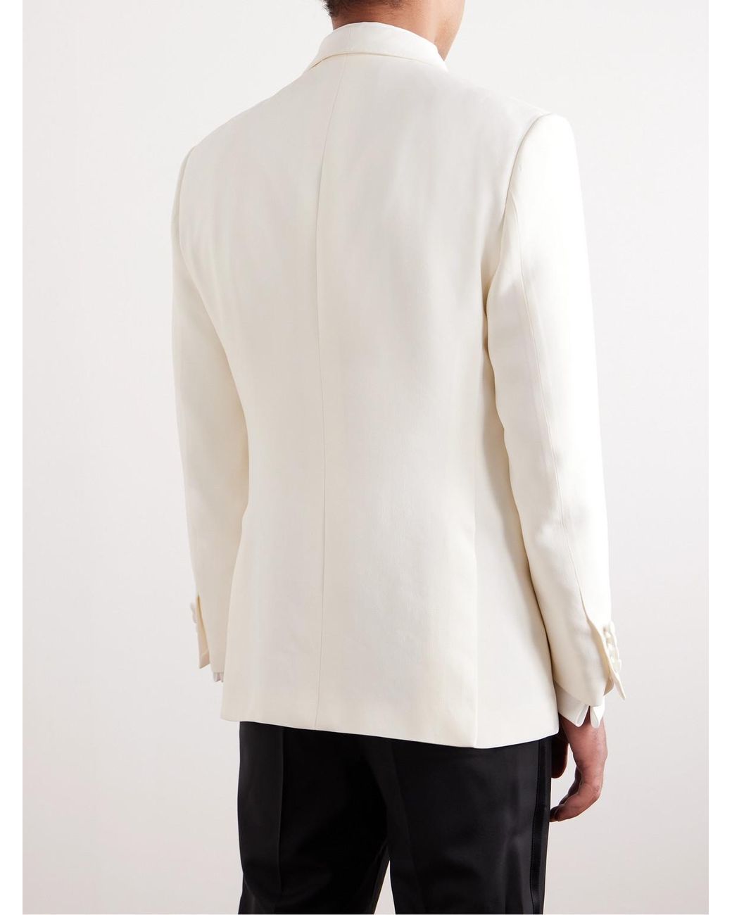 Brioni Double breasted Shawl collar Silk crepe Tuxedo Jacket in White for Men Lyst UK