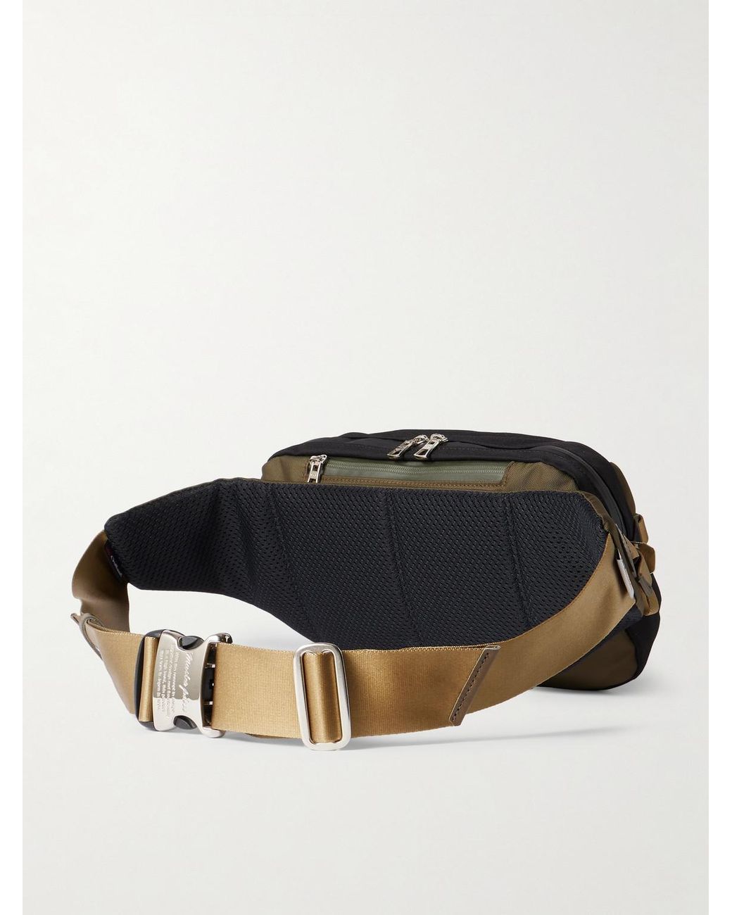 Master Piece Green Potential Leather-trimmed Cordura® Ballistic Nylon Belt Bag for men