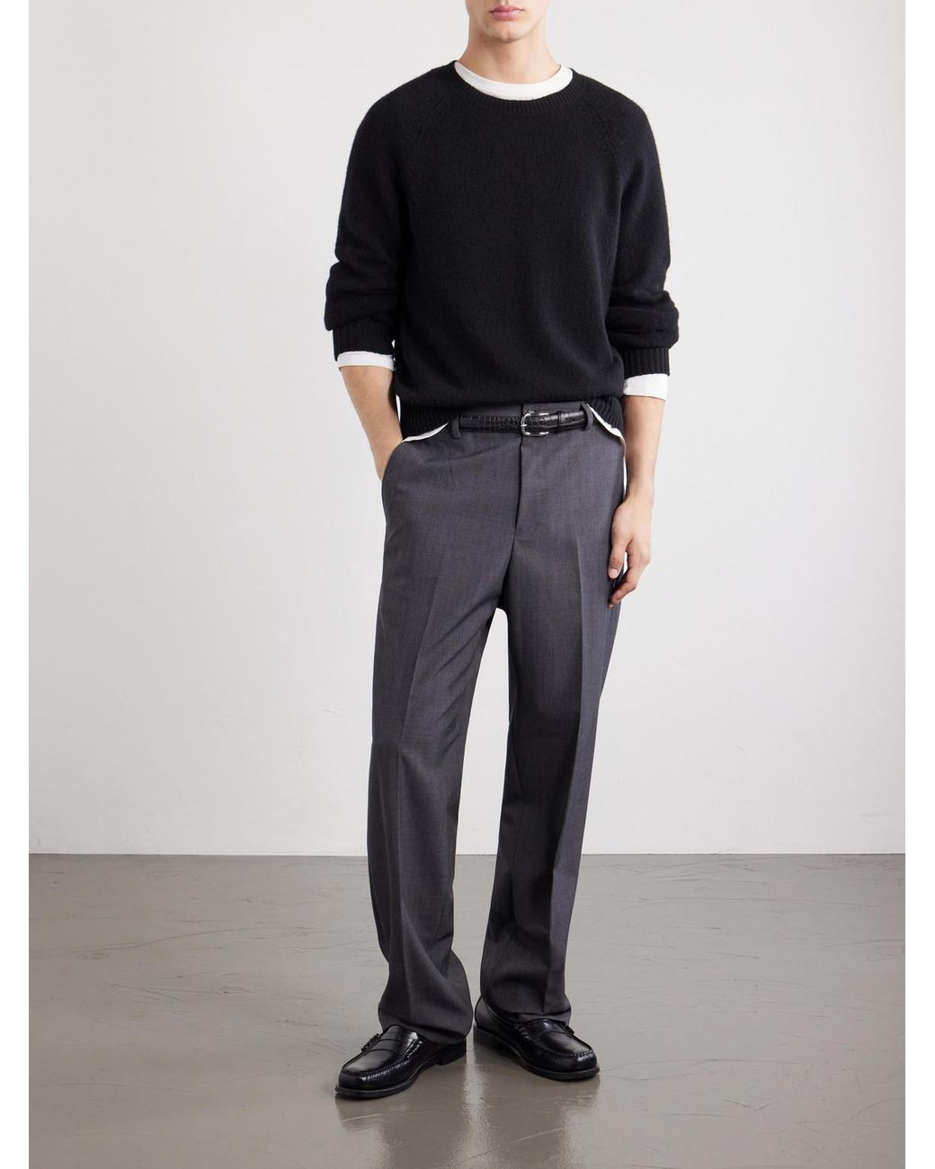 A.P.C. Gray Dylan Straight-leg Wool-blend Grain De Poudre Trousers for men