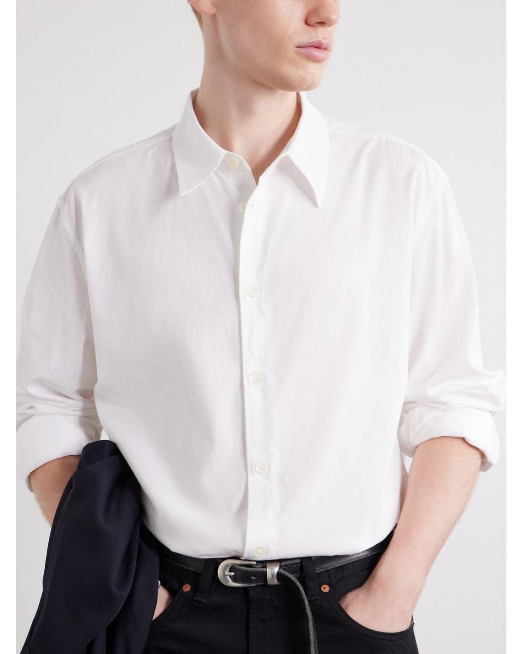Our Legacy White Beyond Logo-Embroidered Tencel Lyocell And Cotton-Blend Poplin Shirt for men
