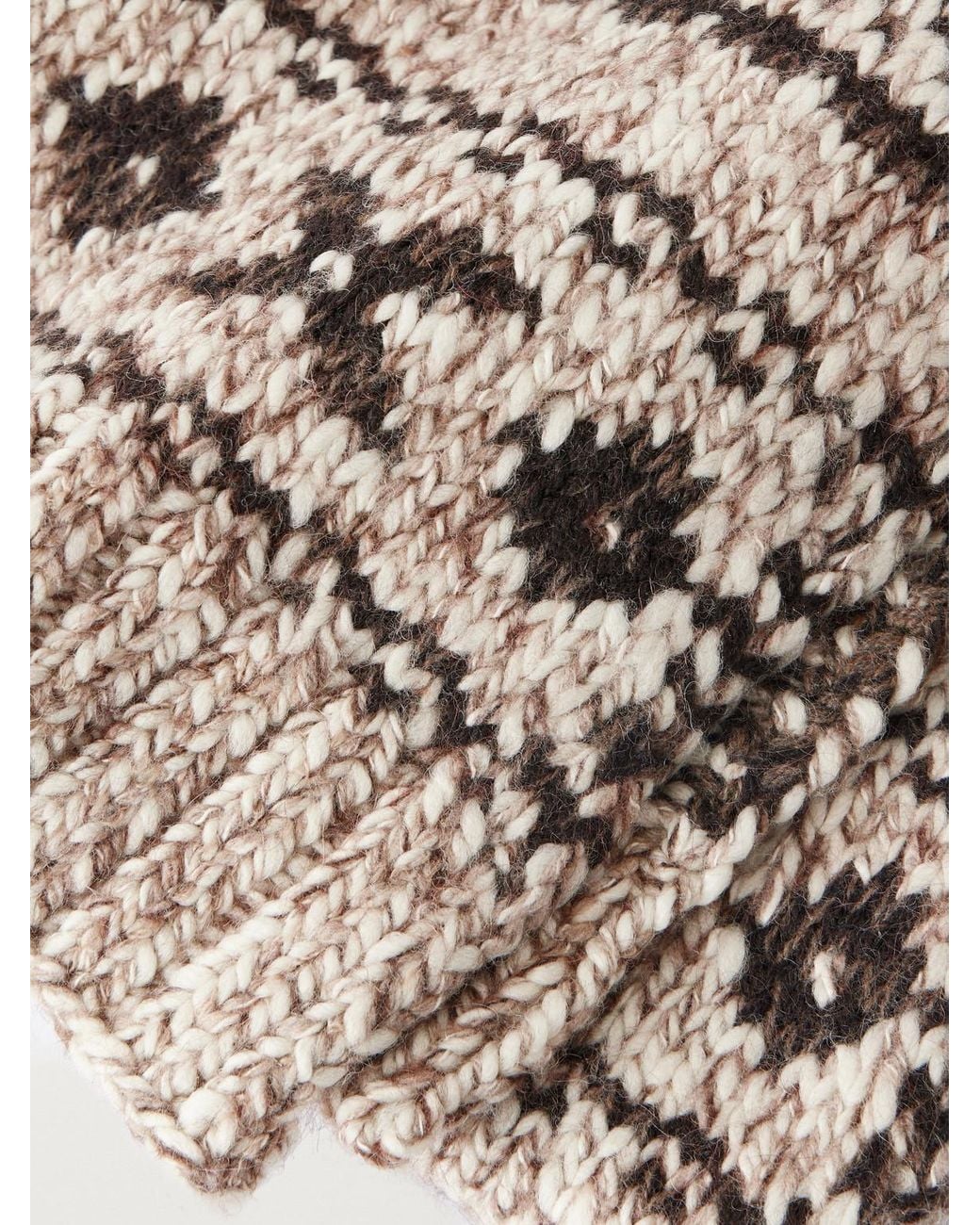 RRL Brown Fair Isle Wool-Blend Jacquard Scarf for men